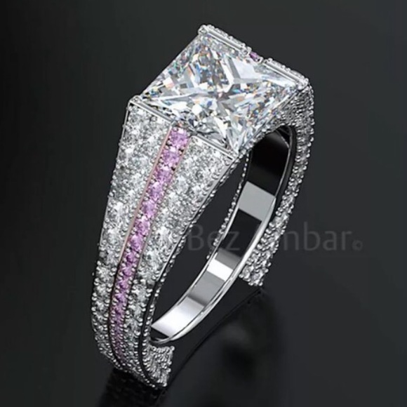 ☆New Women 925 Silver White Sapphire Wedding Ring - Picture 2 of 4